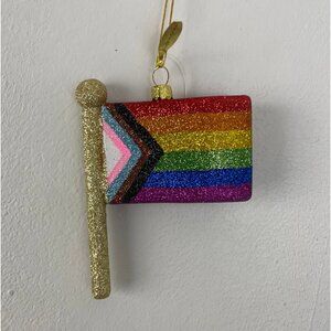Christmas Ornament Progressive Pride Flag Glittery Glass Holiday Tree Decoration